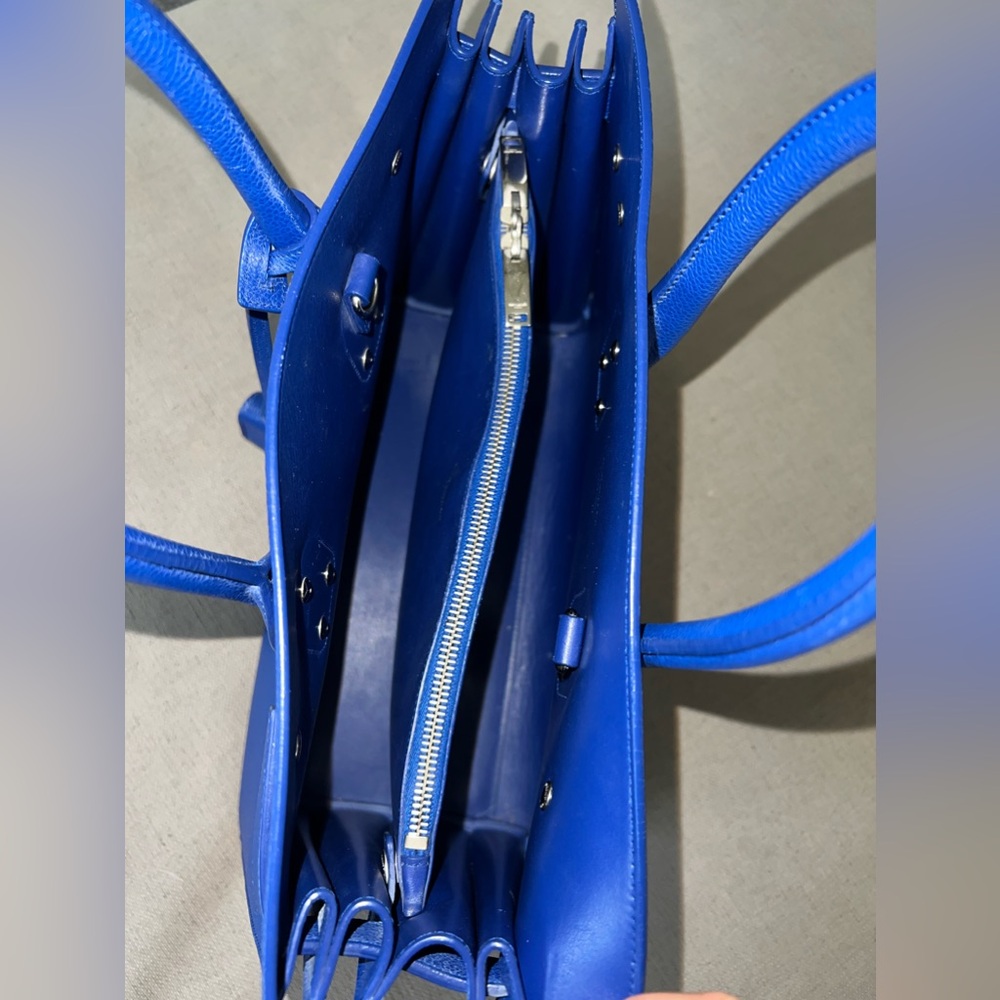 SAINT LAURENT Grained Calfskin Small Sac De Jour in Outremer Blue YSL. - Picture 10 of 12